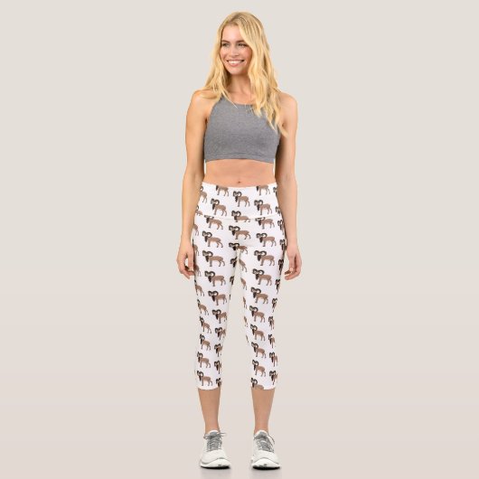 Leggings Capri Illustration de chèvre de Mouflon (Recto)
