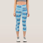 Leggings Capri Illustration de dauphins heureux adorables (Recto)