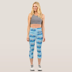 Leggings Capri Illustration de dauphins heureux adorables