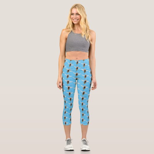 Leggings Capri Illustration de dessin animé d'un frelon furieux e (Recto)