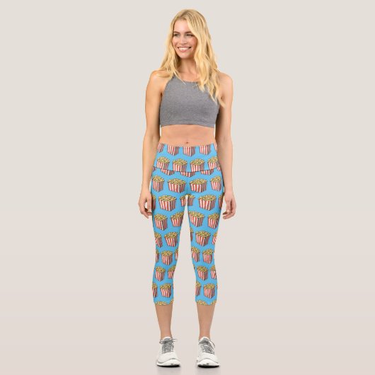 Leggings Capri Illustration de dessin animé Popcorn (Recto)