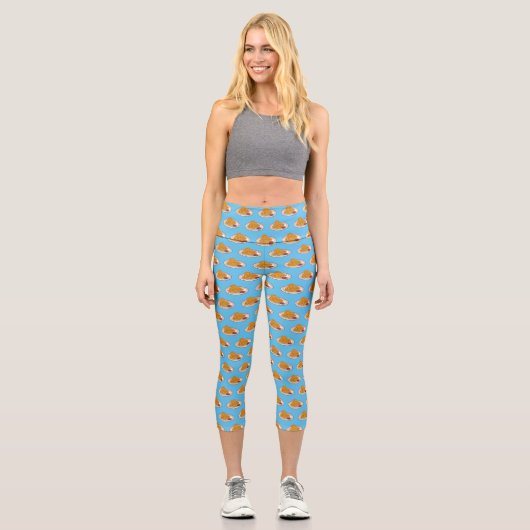 Leggings Capri Illustration de dessin animé sur le poulet frit (Recto)