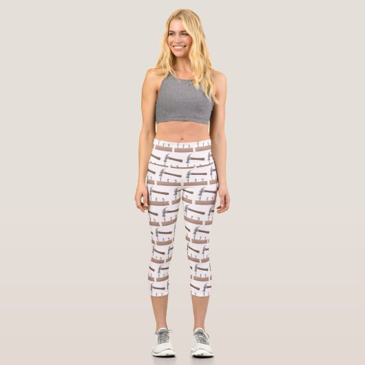 Leggings Capri Illustration de dessin mignon, marteau et ongles (Recto)