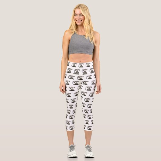Leggings Capri Illustration de dessin téléphonique (Recto)