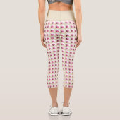 Leggings Capri Illustration de fleur de clématite rose carré beig (Verso)