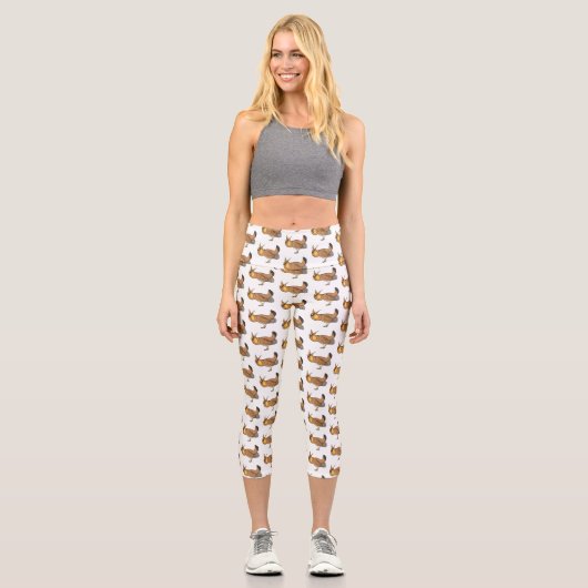 Leggings Capri Illustration de la bande dessinée de poulet de pra (Recto)