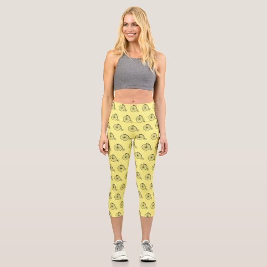 Leggings Capri Illustration de la bande dessinée de vélo à grande (Recto)