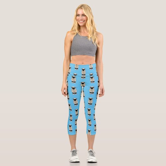 Leggings Capri Illustration de la caricature de mouton Valais Bla (Recto)