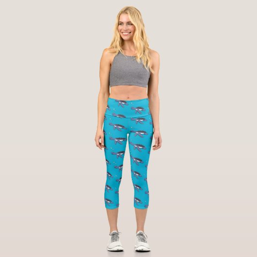 Leggings Capri Illustration de la petite tortue de mer (Recto)
