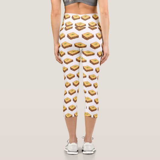 Leggings Capri Illustration de Lasagna (Verso)