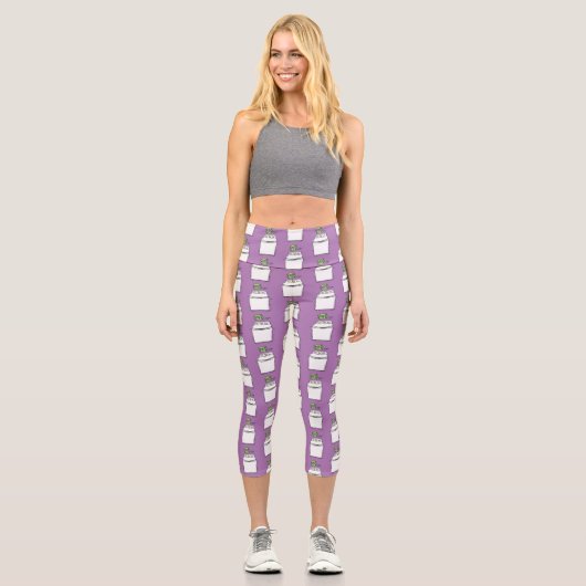 Leggings Capri Illustration de lave-linge mignonne (Recto)