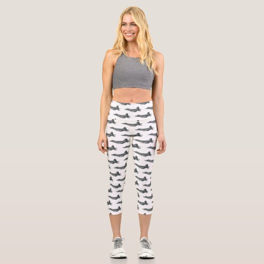 Leggings Capri Illustration de l'avion de chasse (Recto)