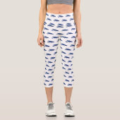 Leggings Capri Illustration de l'écrevisse marron bleu (Recto)