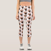 Leggings Capri Illustration de panda rouge mignon (Recto)