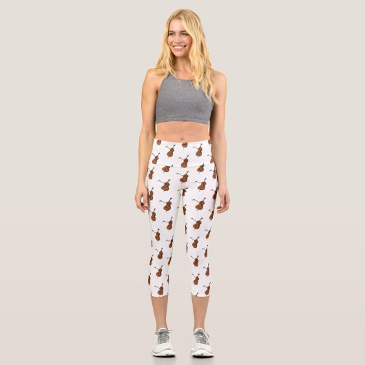 Leggings Capri Illustration de violoncelle (Recto)