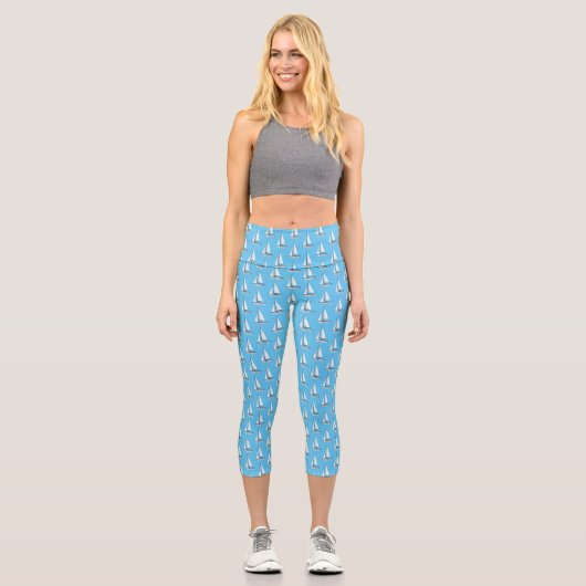 Leggings Capri Illustration de voilier (Recto)