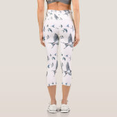 Leggings Capri Illustration de vol d'oiseaux hirondelles (Verso)