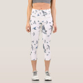 Leggings Capri Illustration de vol d'oiseaux hirondelles (Recto)