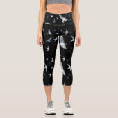 Leggings Capri Illustration de vol d'oiseaux hirondelles (Recto)