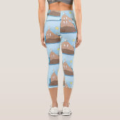 Leggings Capri Illustration drôle de morse joyeux (Verso)