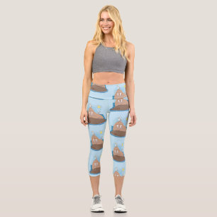 Leggings Capri Illustration drôle de morse joyeux
