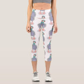 Leggings Capri Illustration drôle de pigeon curieux (Recto)