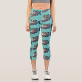 Leggings Capri Illustration drôle de piranha affamée (Recto)