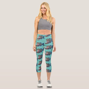 Leggings Capri Illustration drôle de piranha affamée