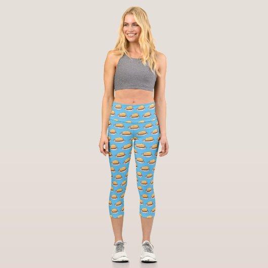 Leggings Capri Illustration du dessin animé Cheesecake (Recto)