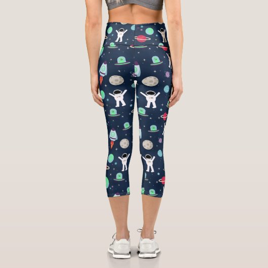 Leggings Capri Illustration du Motif spatial (Verso)
