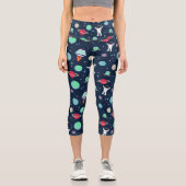 Leggings Capri Illustration du Motif spatial (Recto)