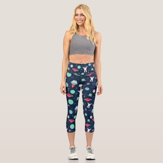 Leggings Capri Illustration du Motif spatial (Recto)