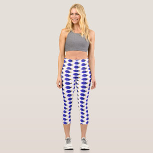 Leggings Capri Illustration du poisson de la cuve bleue