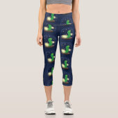 Leggings Capri Illustration du ver vert mou (Recto)