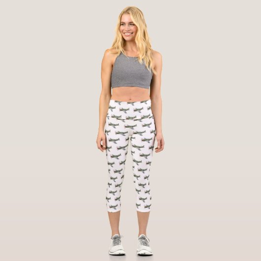 Leggings Capri Illustration d'un avion militaire (Recto)