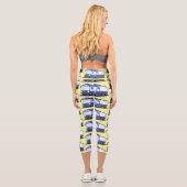 Leggings Capri Illustration d'un bus moderne bleu mignon (Verso)