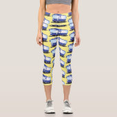 Leggings Capri Illustration d'un bus moderne bleu mignon (Recto)