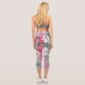 Leggings Capri Illustration florale rose et verte de la mignonne  (Verso)