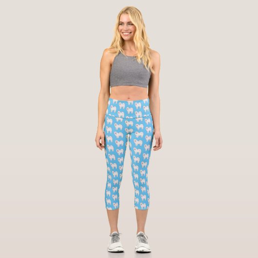 Leggings Capri Illustration Samoyed dog (Recto)