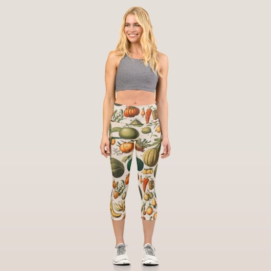 Leggings Capri Illustration scientifique végétale des fruits (Recto)