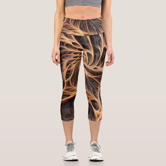 Leggings Capri Image Abstraite - 3D Fractal, art numérique, braun (Recto)