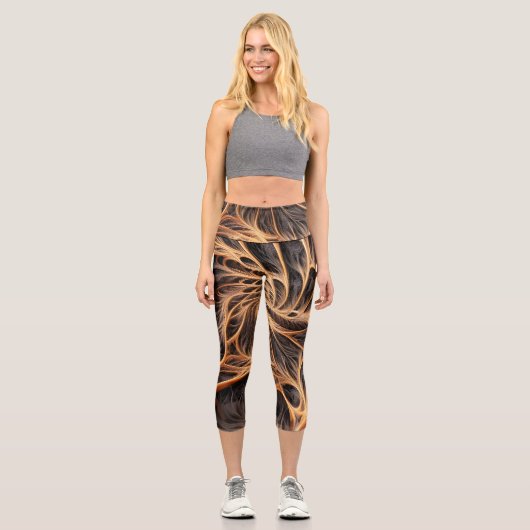 Leggings Capri Image Abstraite - 3D Fractal, art numérique, braun (Recto)