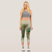 Leggings Capri Imaginaire coloré Moderne Fleur Fractale Abstraite (Recto)
