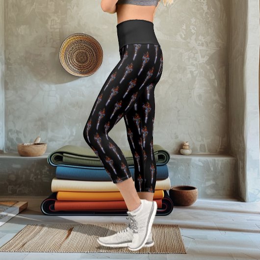 Leggings Capri Imaginaire d'épée de dragon rouge