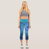Leggings Capri Imaginaire Fleur Bleue Motif, Art Fractal Abstrait (Recto)
