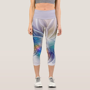 Leggings Capri Imaginaire floral, Fleur fractale Abstraite color