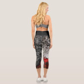 Leggings Capri Impression Abstraite de flux statique noir, blanc  (Verso)