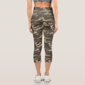 Leggings Capri Impression Camo, Motif de camouflage Brown vert pe (Verso)