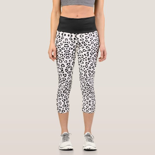 Leggings Capri Impression d'animaux en N&B (Recto)