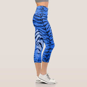 Leggings Capri Impression de la peau de tigre bleu désert